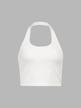 Double Layered Halter Open Back Crop Top